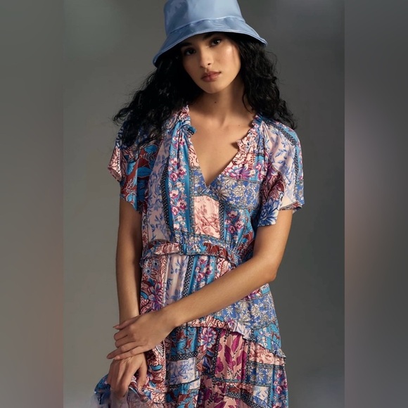 Anthropologie Robin Tiered Mini Dress Size 1X EUC - Picture 5 of 13